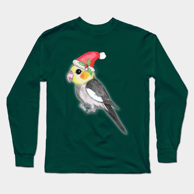 Christmas cockatiel Long Sleeve T-Shirt by Bwiselizzy